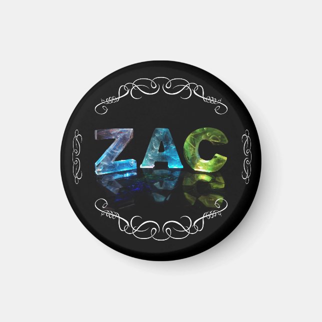 Zac - Der Name Zac in 3D-Leuchten (Foto) Magnet (Vorne)