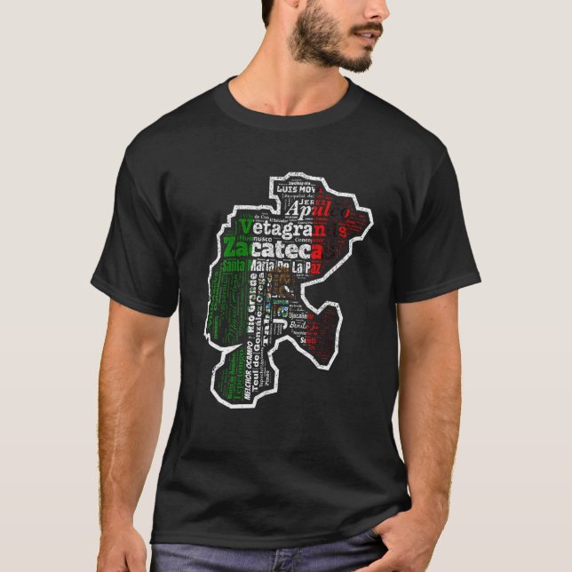 Zacatecas Mexico Mapa Bandera Mexicana Staat T Shi T-Shirt (Vorderseite)