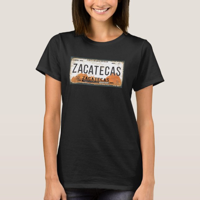 Zacatecas Mexico Staat Lizenzschild T-Shirt (Vorderseite)
