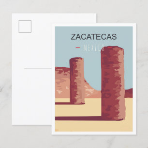 Zacatecas Mexiko Kunst Vintage Reiseillustration Postkarte