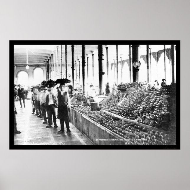 Zacatecas, Mexiko Lebensmittelmarkt 1904 Poster (Vorne)