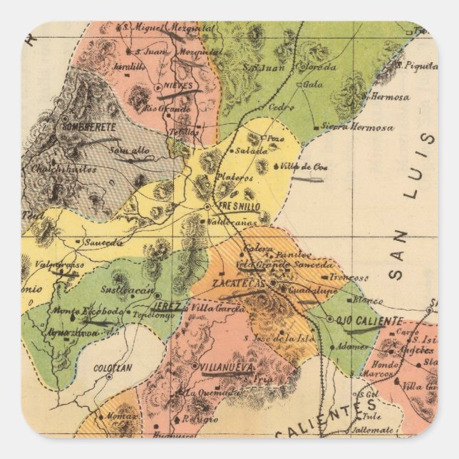 Zacatecas, Mexiko Quadratischer Aufkleber (Vorderseite)