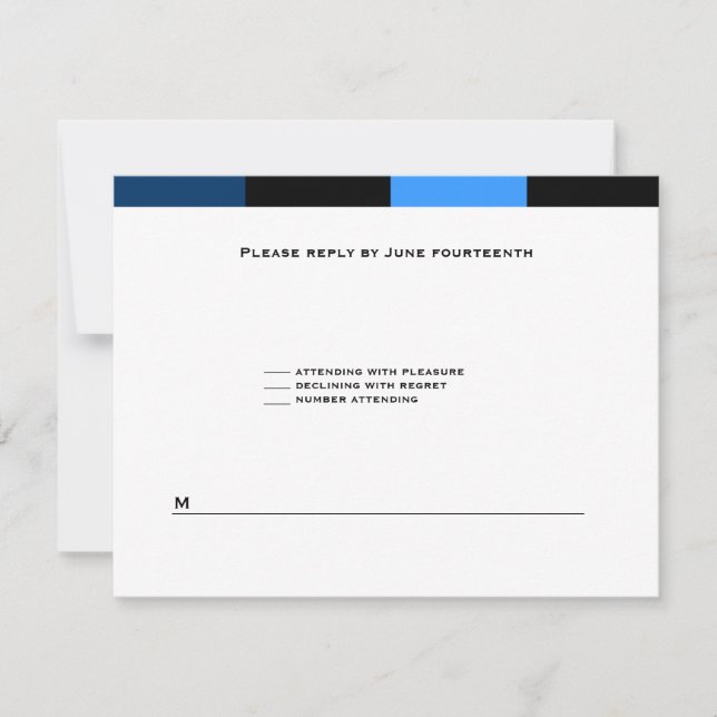 Zachary Royal Blue Navy Blue RSVP Card (Vorderseite)