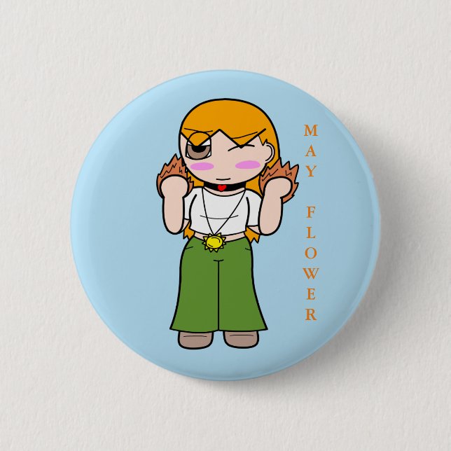 Zack Dragonblade - May-Blume Button (Vorderseite)