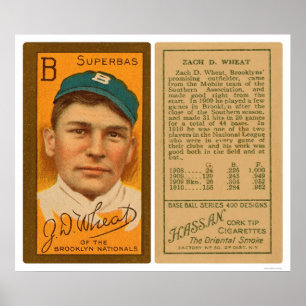 Zack Wheat Brooklyn Superbas Baseball 1911 Poster