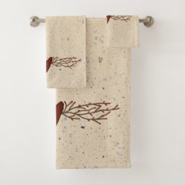 Zacken-Beeren-Herz-Tuch-Set Badhandtuch Set