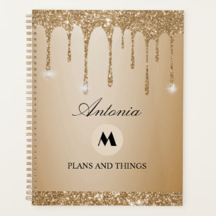 Zacken Gold Glitzer Dripping Beige Planer
