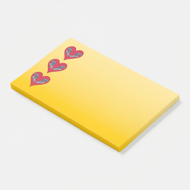 Zackenbarsch - Rote Herzen, vertikal angeordnet |  Post-it Klebezettel (angewinkelt)