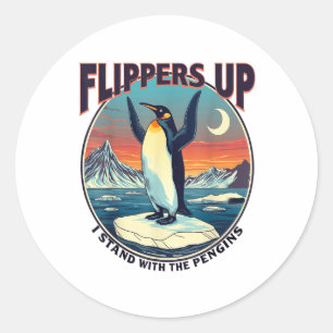 Zackenbarsche Ich stehe mit den Pinguinen und dem Runder Aufkleber