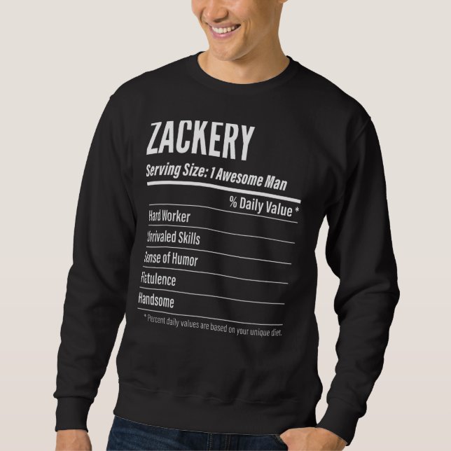 Zackery Serving Size Nutrition Label Kalorien Sweatshirt (Vorderseite)
