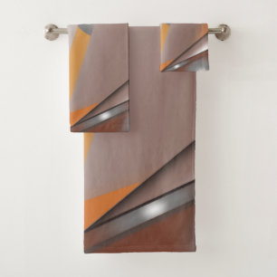 Zackige konzentrische Erdtöne Ombre-Kunst Badhandtuch Set