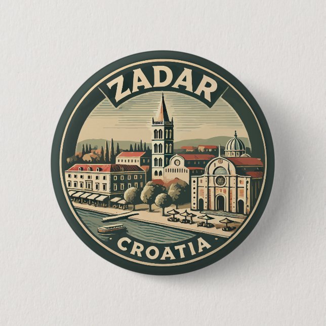 Zadar Croatia Illustration Reisen Kunst Abzeichen Button (Vorderseite)