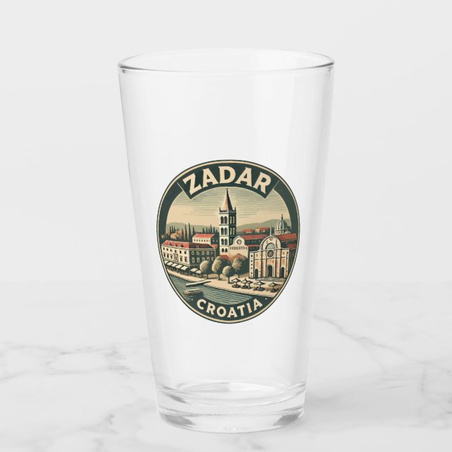 Zadar Croatia Illustration Reisen Kunst Abzeichen Glas (Vorderseite)