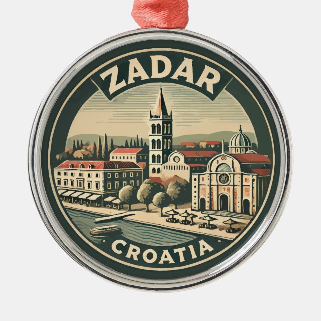 Zadar Croatia Illustration Reisen Kunst Abzeichen Ornament Aus Metall (Vorne)