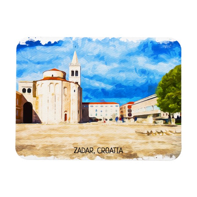 Zadar Croatia Wasserfarbenpanorama Aussicht Magnet (Horizontal)