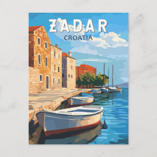 Zadar Kroatien Reise Kunst Vintage Postkarte