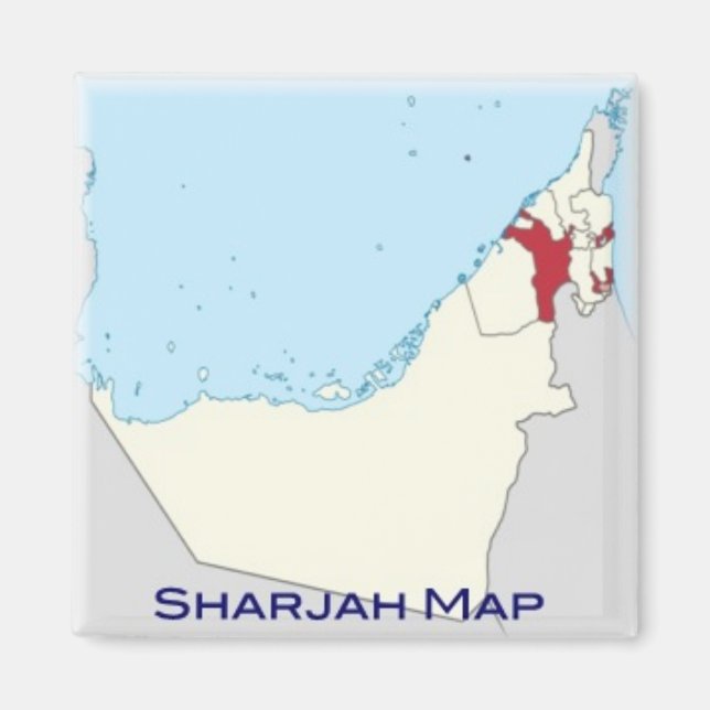 zAE017 MAP of SHARJAH, VAE, Asia, Kühlschrank Magnet (Vorne)
