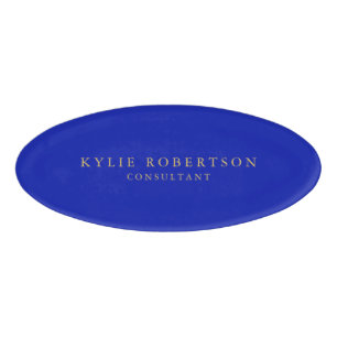 Zaffre Blue Gold Colors Beruflich Trendy Modern Namenschild