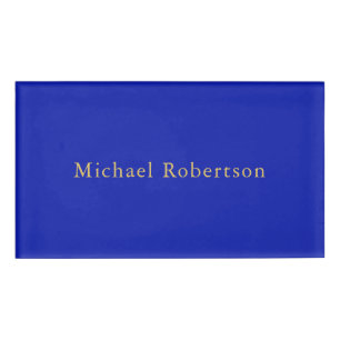 Zaffre Blue Gold Colors Beruflich Trendy Modern Namenschild
