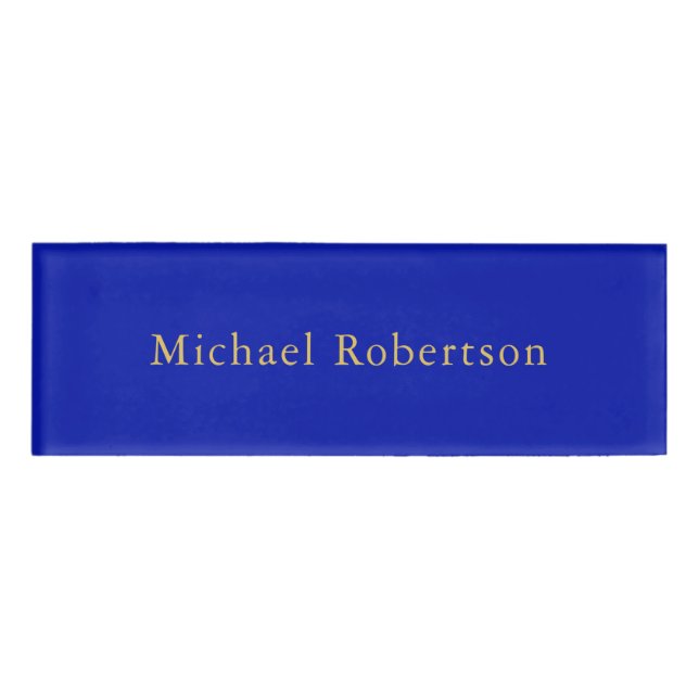 Zaffre Blue Gold Colors Beruflich Trendy Modern Namenschild (Vorderseite)
