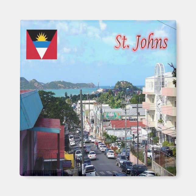 zAG005 SAINT JOHN, Antigua und Barbuda, Kühlschran Magnet (Vorne)
