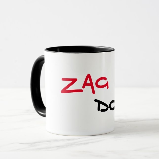 Zag Dog Schwarze Rand Kaffeetasse (Vorderseite Links)