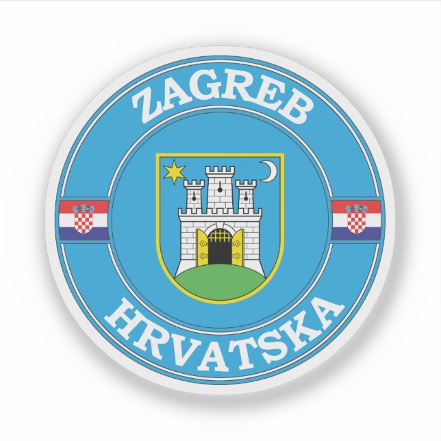 Zagreb Croatia Circle Emblem Aufkleber (Vorderseite)