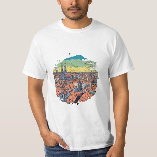 ZAGREB CROATIA ILLUSTRATION T-Shirt (Vorderseite)