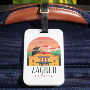 Zagreb Croatia Stadtbild Vintag Gepäckanhänger