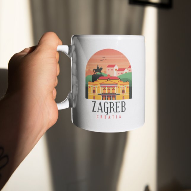 Zagreb Croatia Stadtbild Vintag Kaffeetasse (Zagreb Croatia Vintage Travel Mug)