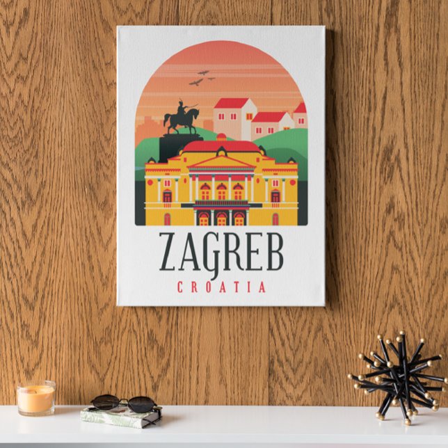 Zagreb Croatia Stadtbild Vintag Poster (Zagreb Croatia Vintage Travel Poster)