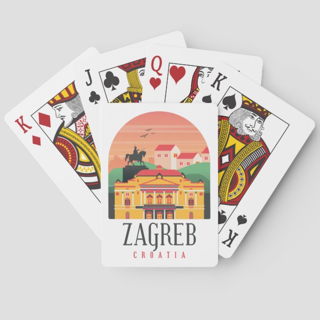 Zagreb Croatia Stadtbild Vintag Spielkarten (Rückseite)