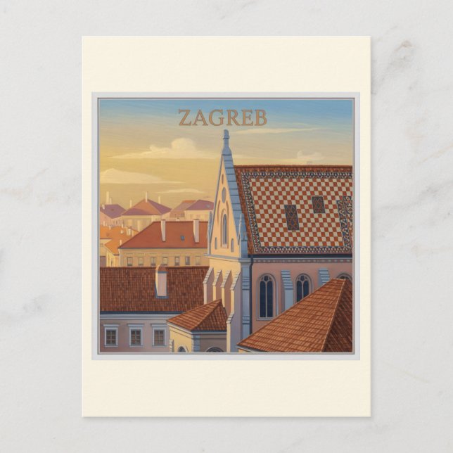 Zagreb - Croatia - Vintage Travel Postkarte (Vorderseite)