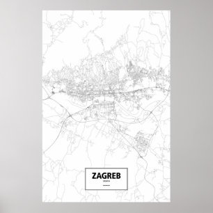 Zagreb, Kroatien (schwarz auf weiß) Poster