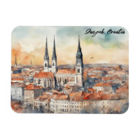 Zagreb Kroatien Stadt Silhouette Wasserfarbe