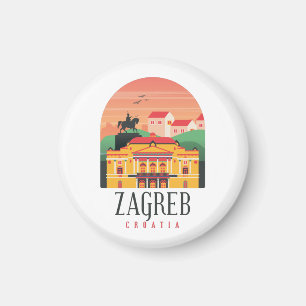 Zagreb Kroatien Stadtbild Vintage  Magnet