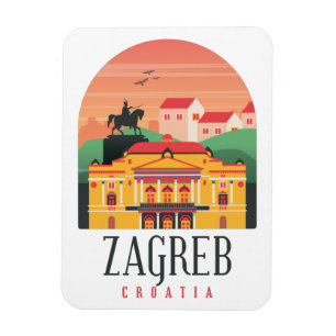 Zagreb Kroatien Stadtbild Vintages Foto Magnet