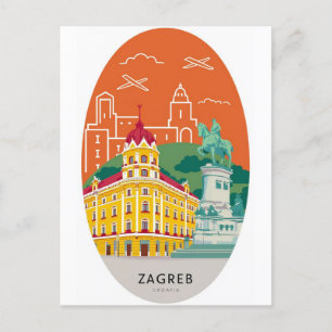 Zagreb, Kroatien - Stadtpanorama Postkarte: DiscPo Postkarte