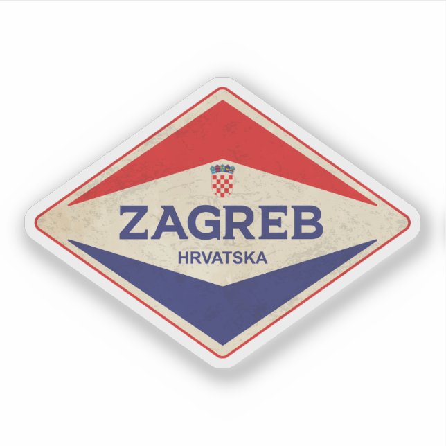 Zagreb Kroatien Vintag Aufkleber (Vorderseite)