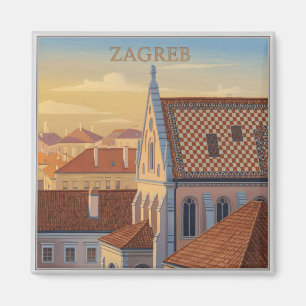 Zagreb - Kroatien - Vintage Reise Magnet