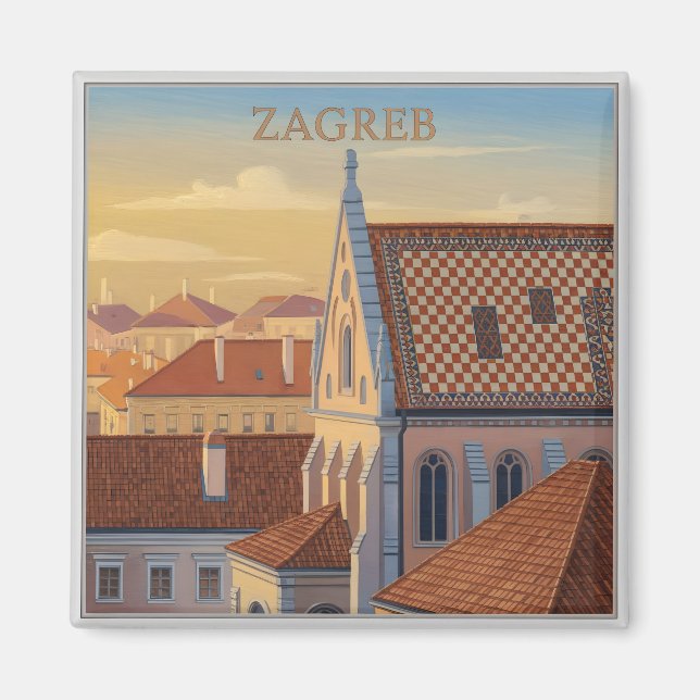 Zagreb - Kroatien - Vintage Reise  Magnet (Vorne)