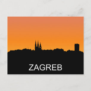 Zagreb-Silhouette, Sommer-Sonnenuntergangs-Illustr Postkarte