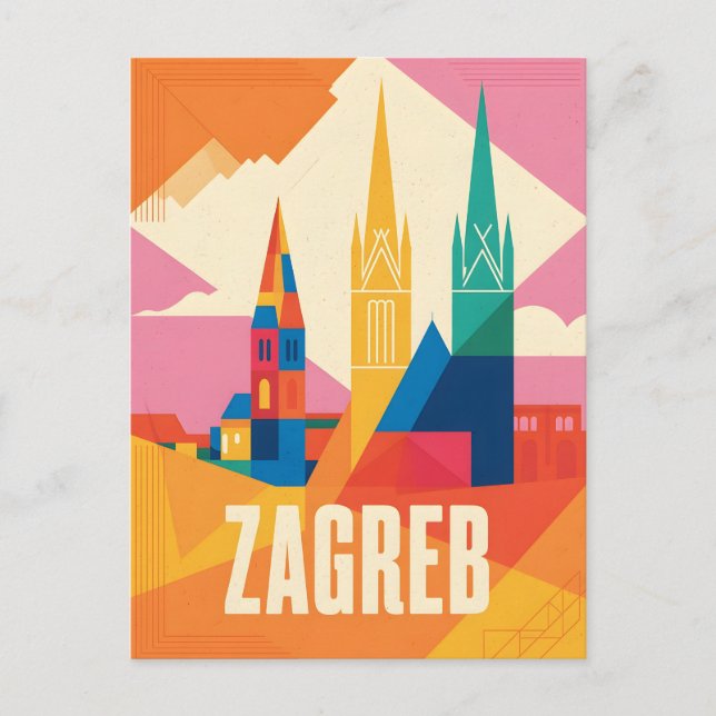 Zagreb Vintag Postkarte (Vorderseite)