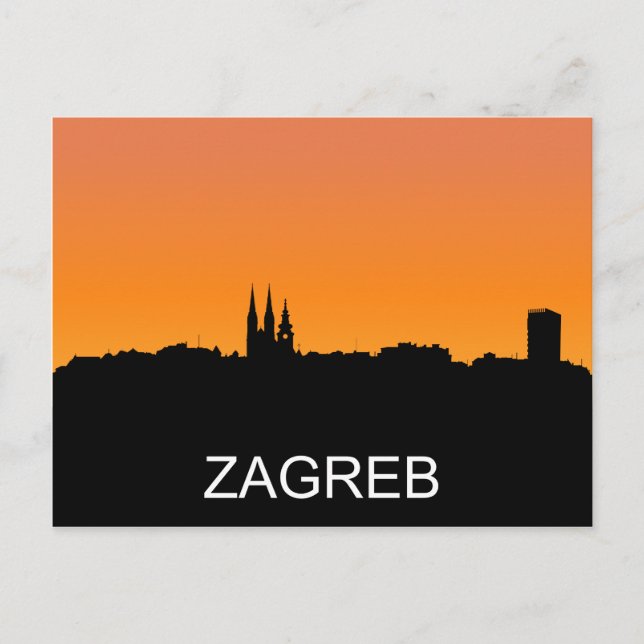 Zagreber Silhouette, Sommer-Sonnenuntergang Postkarte (Vorderseite)