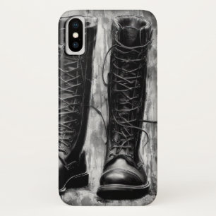 Zähe schwarze Biker-Stiefel mit Schnürung Zeichnun Case-Mate iPhone Hülle