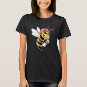 Zäher Cartoon-Wespenkämpfer mit Helm T-Shirt