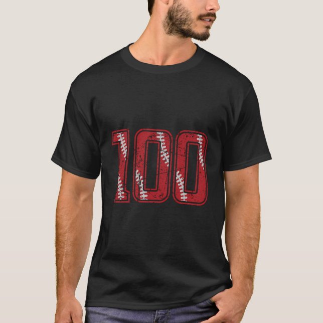 Zahl 100 Not leidende Baseball-Jersey-Nummer T-Shirt (Vorderseite)