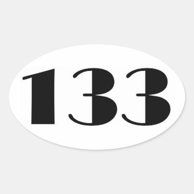 Zahl 133 Mitte Jahrhundert Ovaler Aufkleber (Vorderseite)