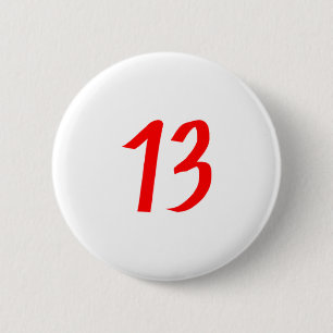 Zahl 13 13 rote Farbe Button