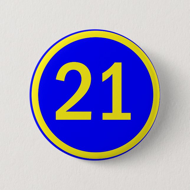Zahl 21 in einem Kreis Button (Vorderseite)